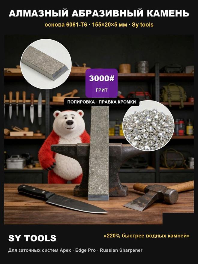 Sy Tools LVD-3000 铜基金刚石磨刀石（3000 目） 实拍图1
